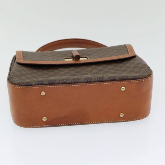 CELINE Macadam Canvas Hand Bag PVC Leather 2way Brown Gold Auth 86265 - Picture 5 of 16